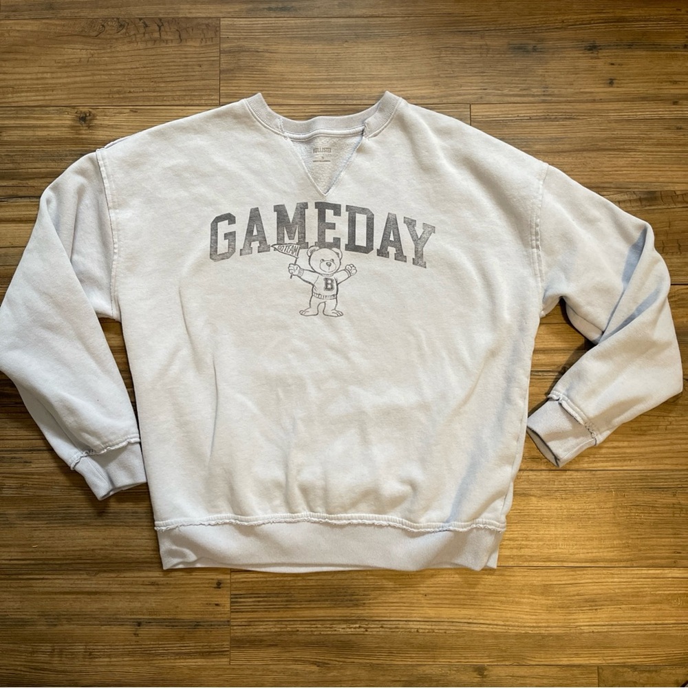 Hollister Light blue grey Gameday Crewneck Sweater small